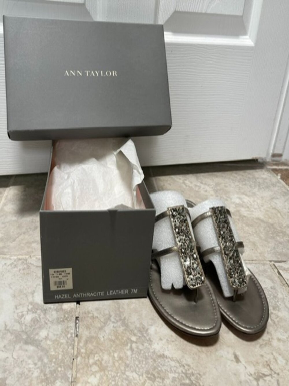 Ann Taylor Metallic Leather with Embellishment Flat Size 7